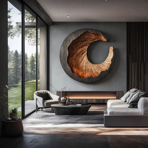 Modern Organic Solid Wood Wall Sculpture for Living Room Interior Design