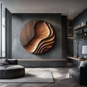 Contemporary Solid Wood Wall Art Sculpture for Living Room Design
