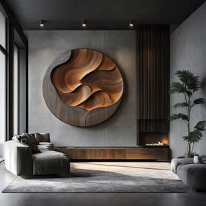 Contemporary Organic Solid Wood Wall Art Sculpture for Living Room Decor