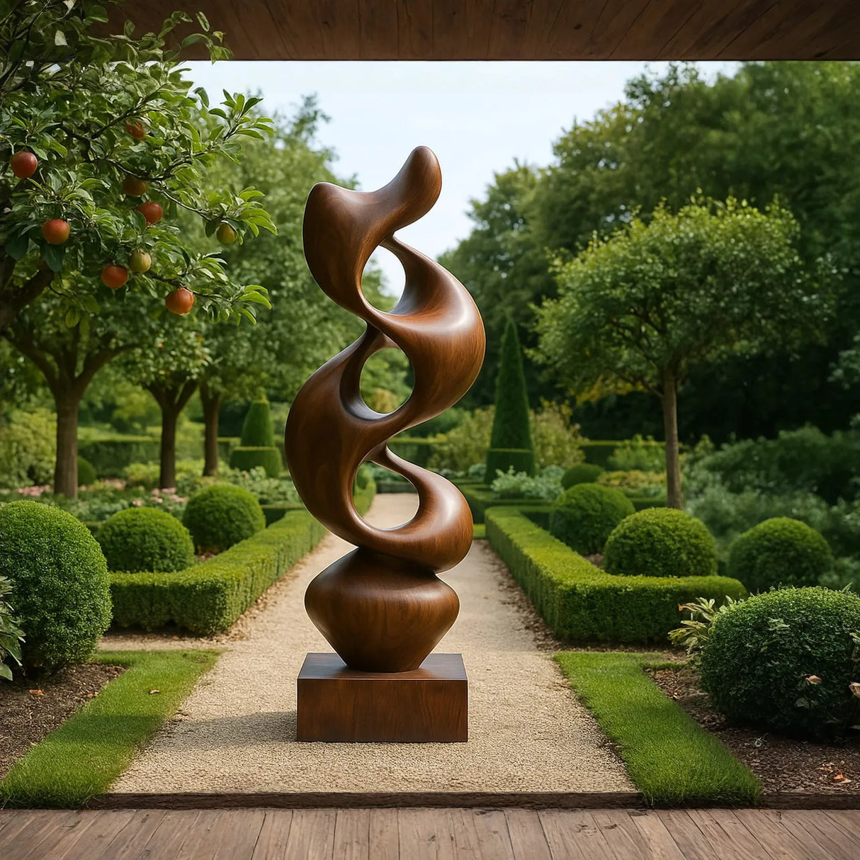 Sculpted Solid Wood Abstract Form for Garden and Interior Spaces