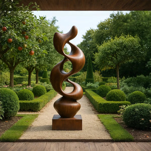 Sculpted Solid Wood Abstract Form for Garden and Interior Spaces