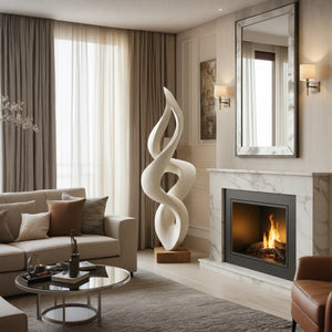 Handcrafted Abstract Twisted Solid Wood Sculpture for Modern Interior Decor