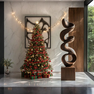 Modern Abstract Solid Wood Sculpture for Interior and Garden Spaces