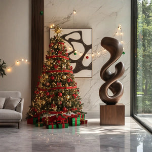 Modern Abstract Solid Wood Sculpture for Home and Garden Decor