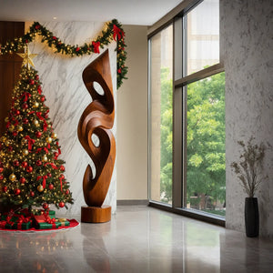 Large Solid Wood Abstract Sculpture for Home Interiors and Garden Display