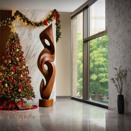 Large Solid Wood Abstract Sculpture for Home Interiors and Garden Display