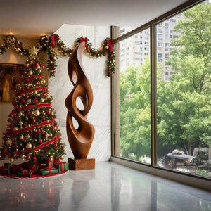 Handcrafted Solid Wood Abstract Sculpture for Luxury Interior and Garden Display