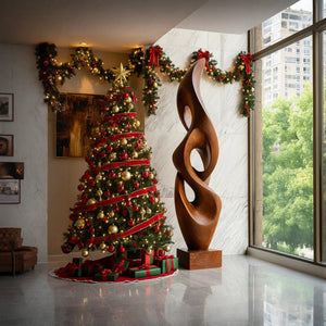 Handcrafted Solid Wood Abstract Sculpture for Luxury Interior and Garden Display