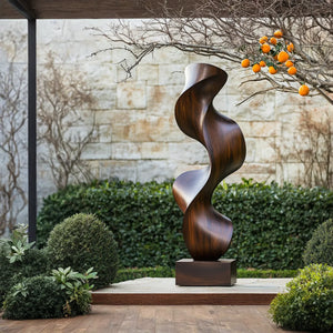 Outdoor Solid Wood Abstract Sculpture for Modern Gardens and Interiors