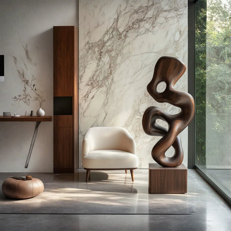 Contemporary Organic Solid Wood Sculpture for Modern Living Rooms