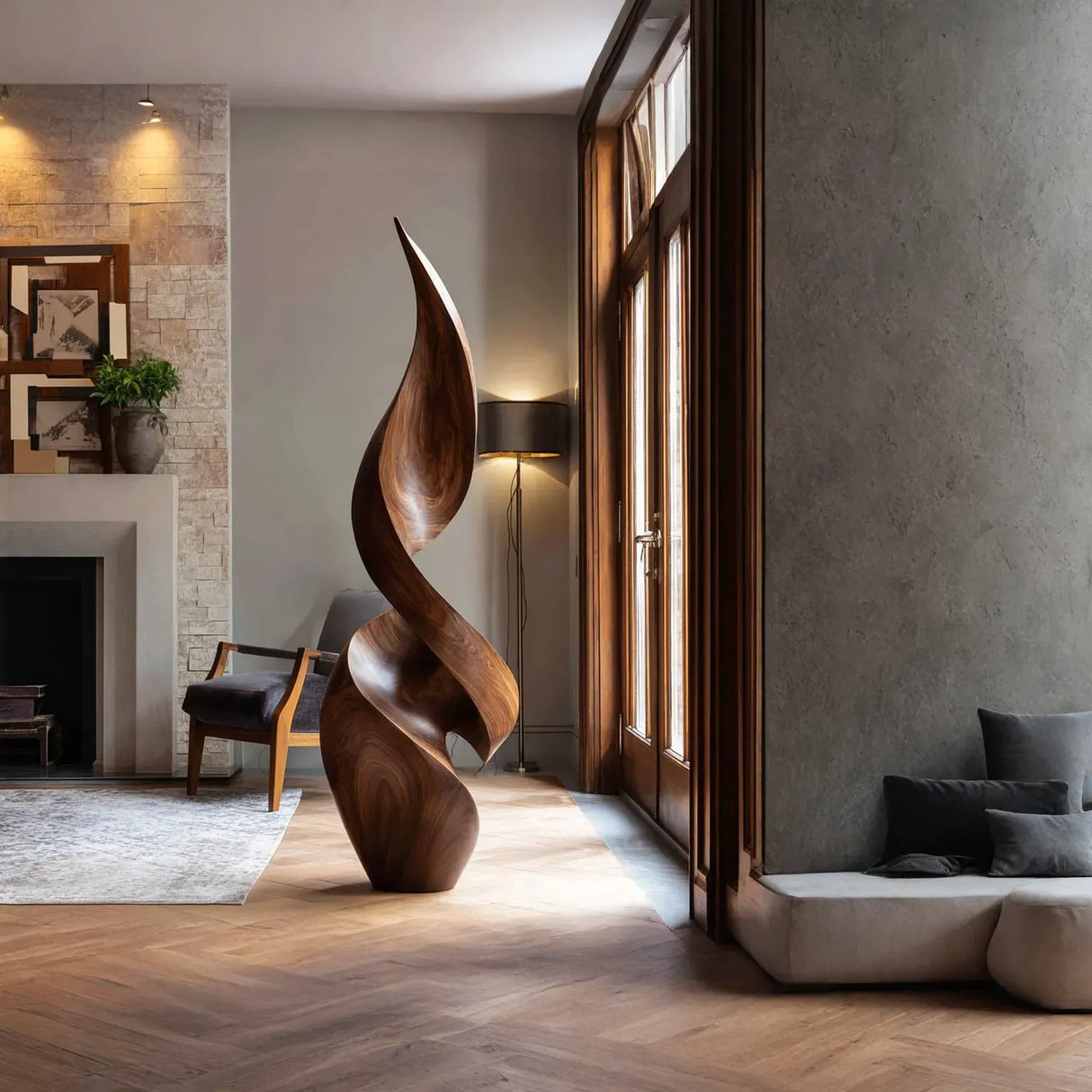 Modern Abstract Solid Wood Sculpture for Elegant Interiors