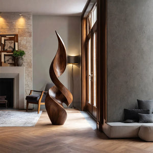 Modern Abstract Solid Wood Sculpture for Elegant Interiors