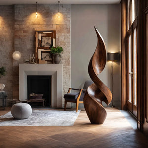 Modern Abstract Solid Wood Sculpture for Elegant Interiors