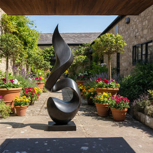 Hand Carved Solid Wood Abstract Sculpture for Garden and Interior Spaces