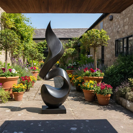 Hand Carved Solid Wood Abstract Sculpture for Garden and Interior Spaces