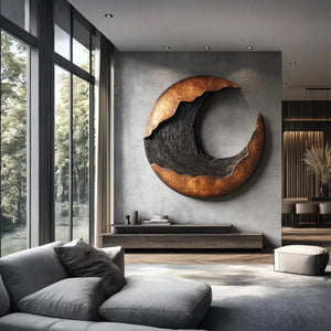 Organic Crescent Solid Wood Wall Sculpture for Modern Interiors
