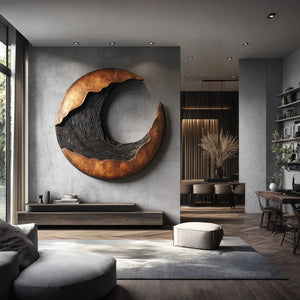 Organic Crescent Solid Wood Wall Sculpture for Modern Interiors