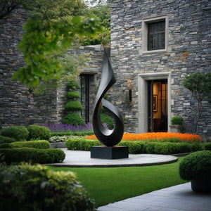 Modern Abstract Solid Wood Outdoor Sculpture for Contemporary Garden