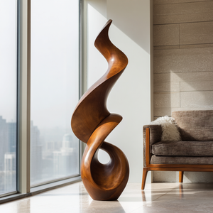 Abstract Solid Wood Floor Sculpture for Luxury Interior Display