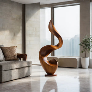 Modern Abstract Solid Wood Floor Sculpture for Luxury Interiors