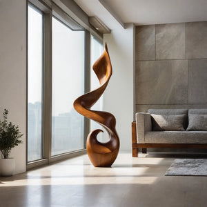 Modern Organic Solid Wood Floor Sculpture for Contemporary Interiors