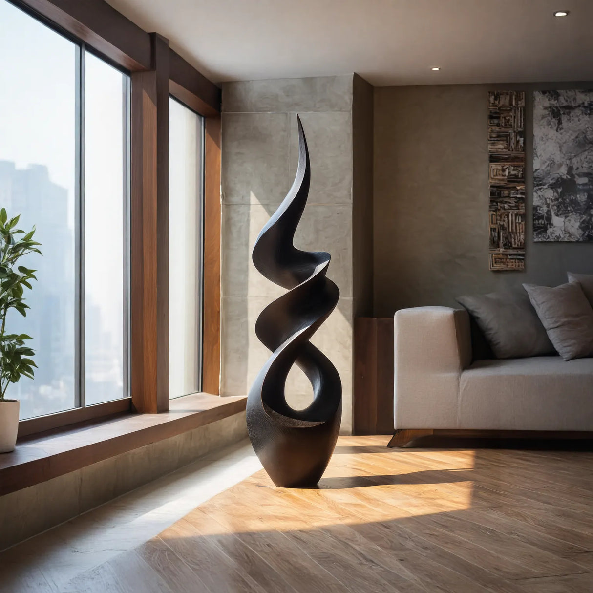 Modern Solid Wood Floor Sculpture for Contemporary Interiors
