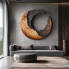 Organic Crescent Solid Wood Wall Sculpture for Modern Interiors