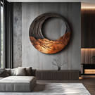 Round Solid Wood Wall Art with Layered Open Center Design