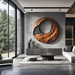 Large Organic Round Solid Wood Wall Sculpture for Modern Interiors