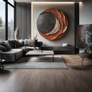 Handcrafted Solid Wood Wall Art with Layered Eclipse Form