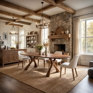 Solid Wood Dining Table with Sculpted Organic Legs for Dining Room