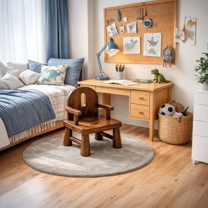 Solid Wood Kids Chair Handcrafted Wooden Armchair for Playrooms or Classrooms