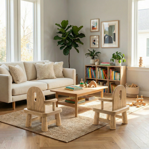 Solid Wood Kids Chair Handcrafted Wooden Armchair for Playrooms or Classrooms