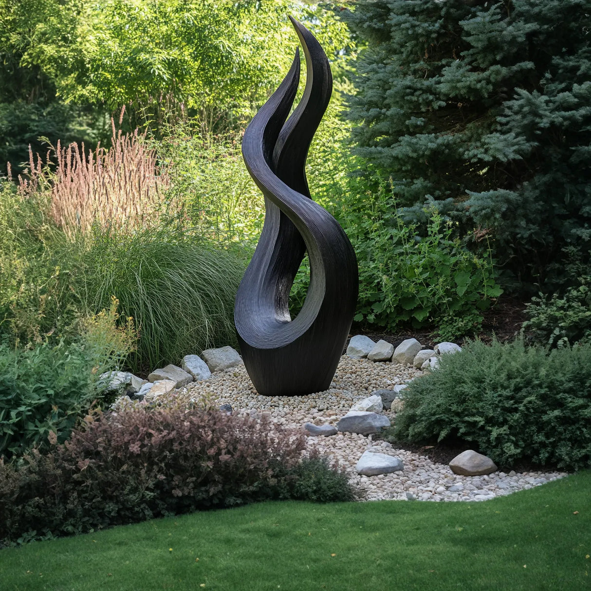 Outdoor Solid Wood Textured Flame Sculpture for Gardens and Modern Landscapes