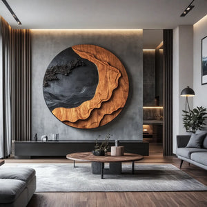 Modern Layered Solid Wood Wall Art Sculpture for Living Room