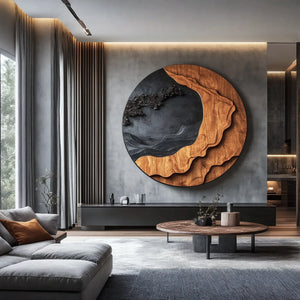 Modern Layered Solid Wood Wall Art Sculpture for Living Room