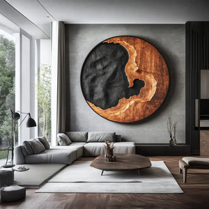 Modern Abstract Solid Wood Wall Sculpture for Living Room