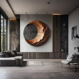 Modern Crescent Solid Wood Wall Art Sculpture for Living Room Interior Decor