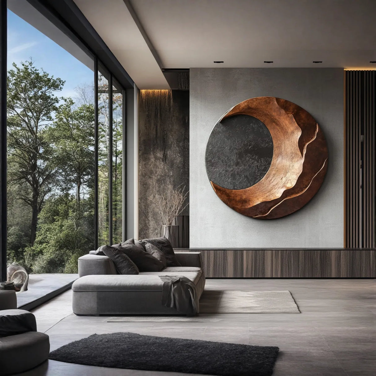 Modern Crescent Solid Wood Wall Art Sculpture for Living Room Interior Decor