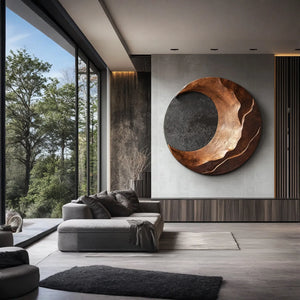 Modern Crescent Solid Wood Wall Art Sculpture for Living Room Interior Decor