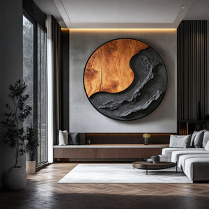 Contemporary Wave Solid Wood Wall Art Sculpture for Living Room