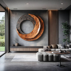 Abstract Sculpted Solid Wood Wall Sculpture for Living Room Feature Walls