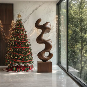 Modern Abstract Solid Wood Sculpture for Luxury Home and Garden Decor