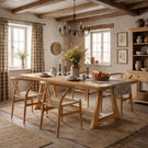 Rectangular Solid Wood Dining Table with Minimalist Frame Base for Dining Room