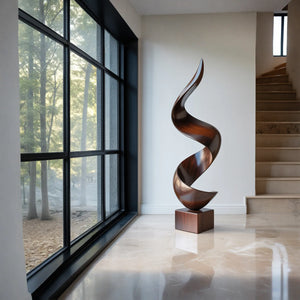 Modern Spiral Solid Wood Sculpture for Living Room Display