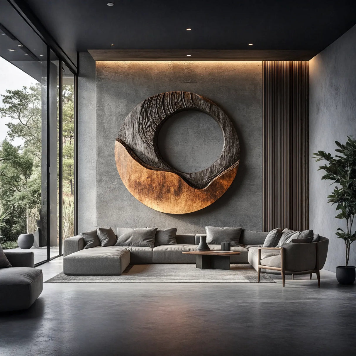 Large Circular Wall Sculpture for Modern Living Rooms, Sculptural Statement Wall Art for Luxury Interiors