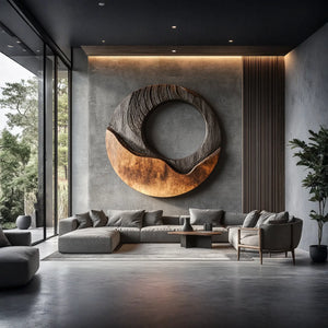 Large Circular Wall Sculpture for Modern Living Rooms, Sculptural Statement Wall Art for Luxury Interiors