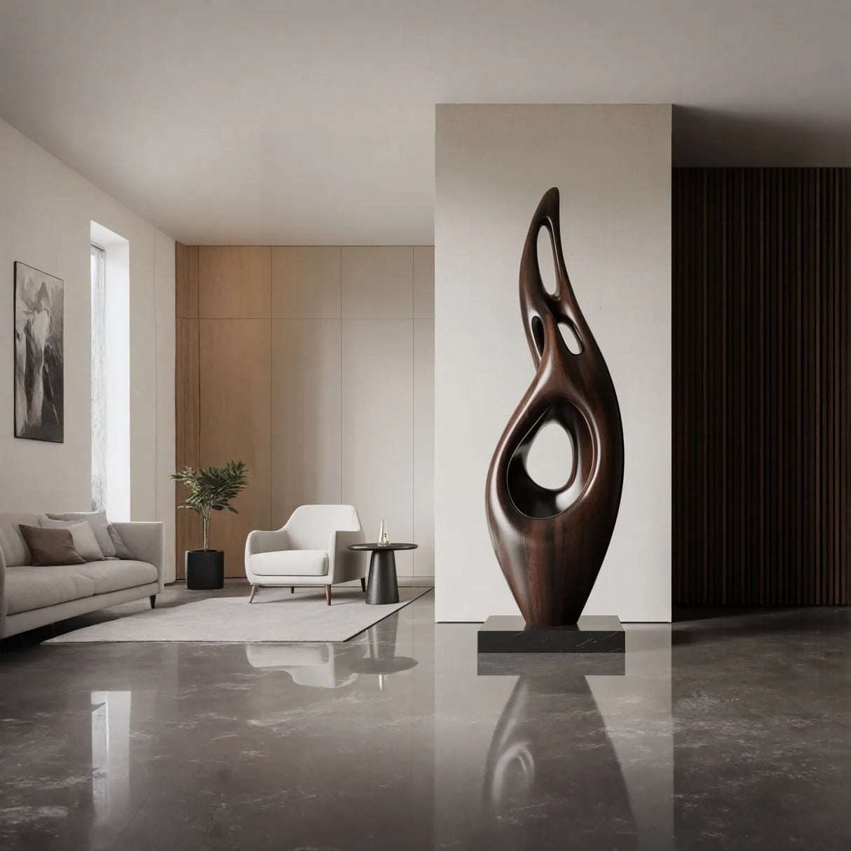 Solid Wood Contemporary Sculptural Form for Luxury Interior Spaces