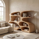 Handcrafted Solid Wood Wine Cabinet with Open Display Shelves