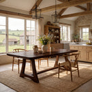 Rectangular Solid Wood Dining Table with Minimalist Frame Base for Dining Room